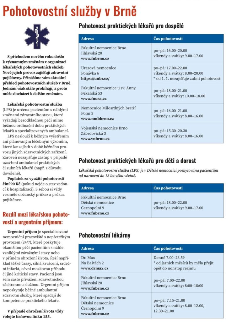 Pohotovostní služby v Brně